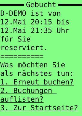 Screenshot Best�tigung der Buchung YeBu WAP