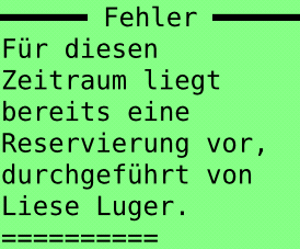 Screenshot Buchung nicht m�glich YeBu WAP